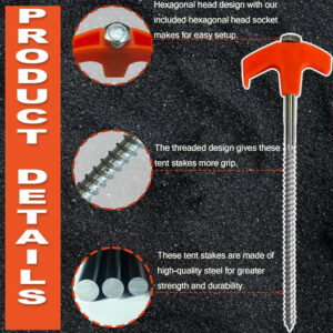 8″ Screw in Tent Stakes – Ground Anchors Screw in