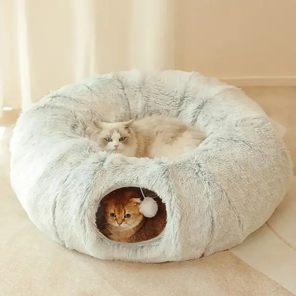 Cuddlio Fluffy Cat Tunnel Bed