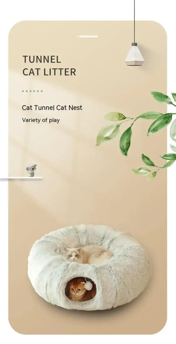 Cuddlio Fluffy Cat Tunnel Bed