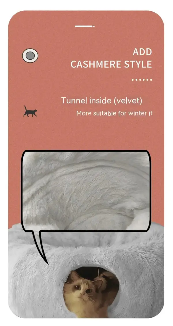 Cuddlio Fluffy Cat Tunnel Bed