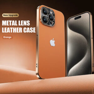 Electroplated Metal Lens Ultra-thin Leather Protect for iPhone - Buy 2 Save 5% OFF