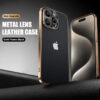 Electroplated Metal Lens Ultra-thin Leather Protect for iPhone - Buy 2 Save 5% OFF