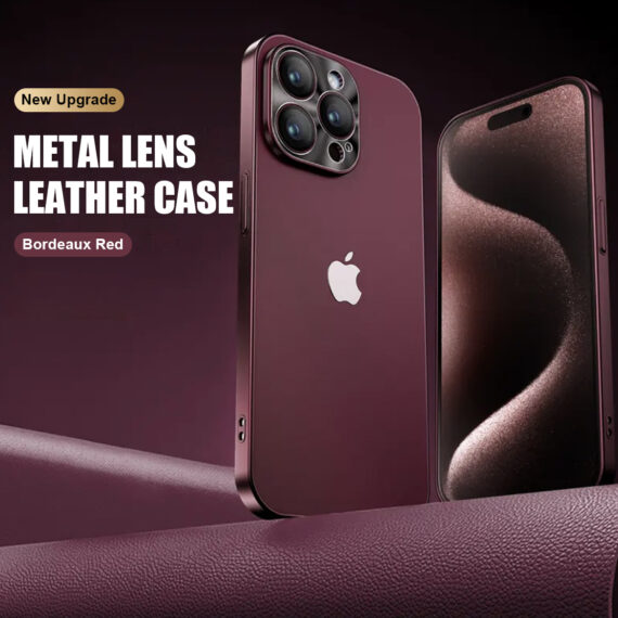 Electroplated Metal Lens Ultra-thin Leather Protect for iPhone - Buy 2 Save 5% OFF