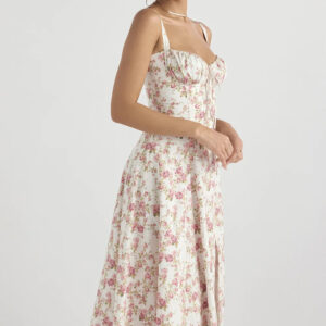 Floral Bustier Waist-Shaping Dress