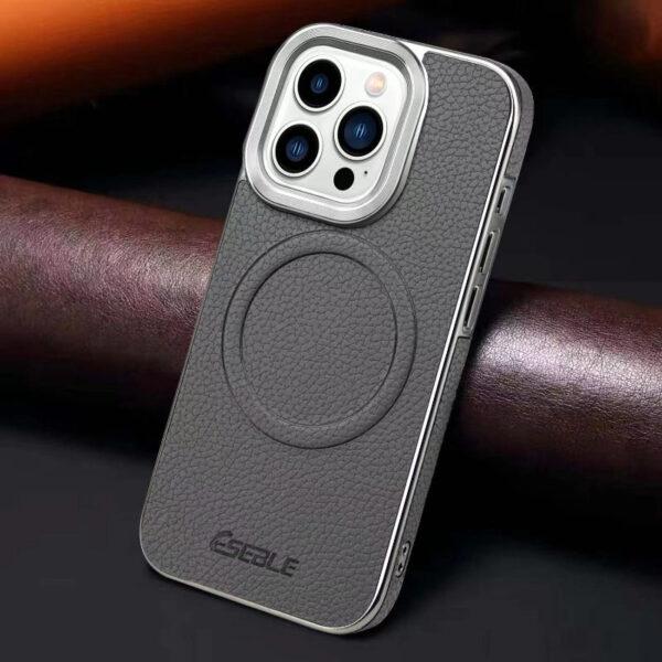 Genuine Leather Phone Case: with Wireless Charging and Strong Magnetic Design