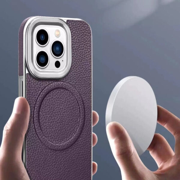 Genuine Leather Phone Case: with Wireless Charging and Strong Magnetic Design