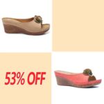 Last Day 50% OFF - Womens Comfy Leather Solid Flower Strap Wedge Sandals