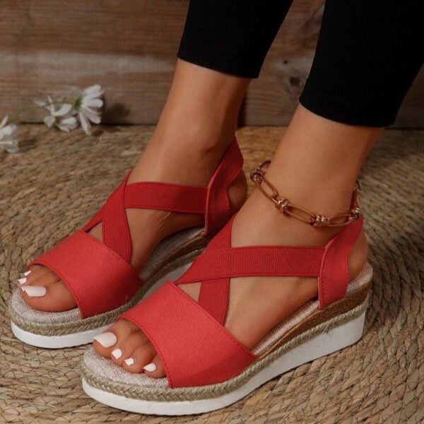 Libiyi Summer Flat Wedge Heel Fish Mouth Casual Women's Sandals