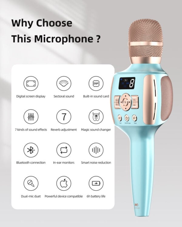 MEINIAO Wireless Bluetooth Handheld Karaoke Microphone Speaker