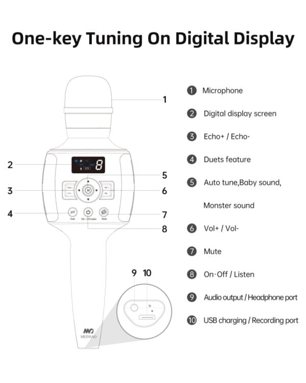 MEINIAO Wireless Bluetooth Handheld Karaoke Microphone Speaker