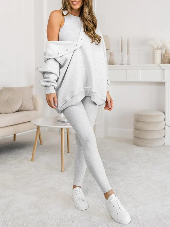 Oversized Hooded Casual 3pc Sweatshirt Suit