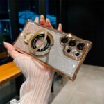 Suitable for Samsung S24/S23/S22 Series Electroplated Magnetic Holder Gradient 4-corner Airbag Protective Case!