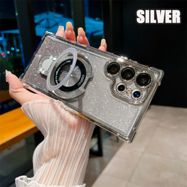 Suitable for Samsung S24/S23/S22 Series Electroplated Magnetic Holder Gradient 4-corner Airbag Protective Case!