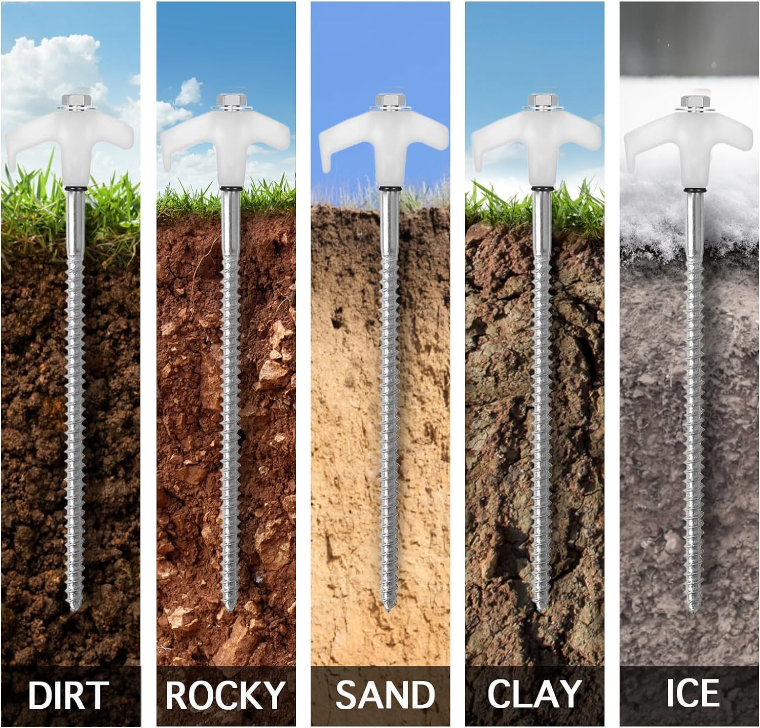 Tent Stakes - Ground Anchors Screw in