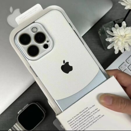 Two-tone leather acrylic lens protective case for iPhone