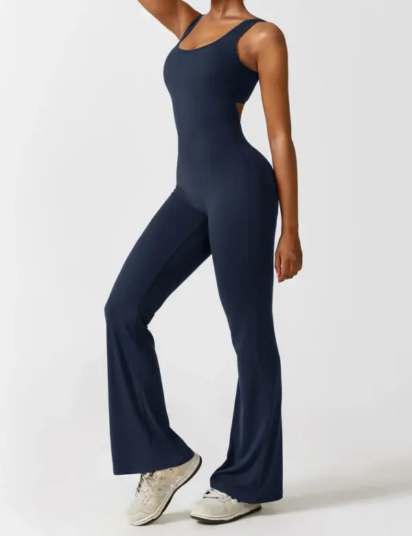 V-BACK FLARED JUMPSUIT