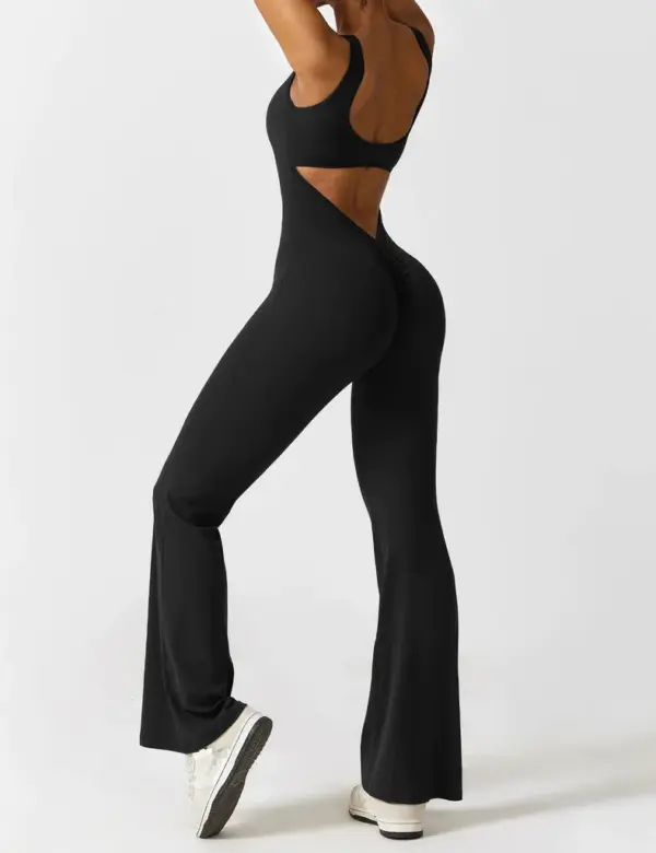 V-BACK FLARED JUMPSUIT