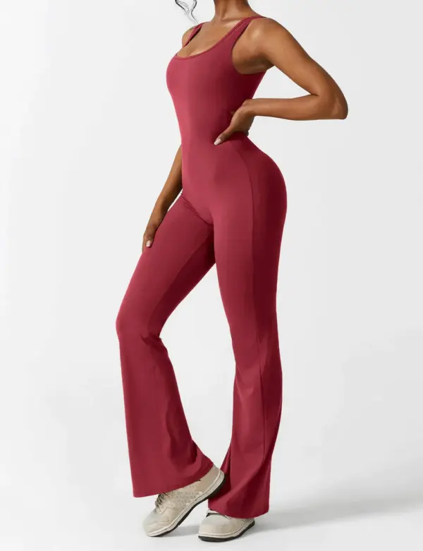 V-BACK FLARED JUMPSUIT