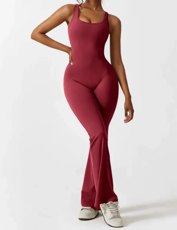 V-BACK FLARED JUMPSUIT