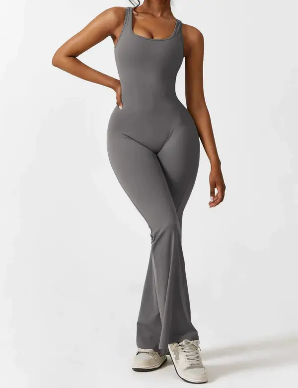 V-BACK FLARED JUMPSUIT