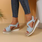 Vianys Women's Comfy Wedge Heel Sandals Summer Flat Wedge Heel Fish Mouth Casual Women's Sandals