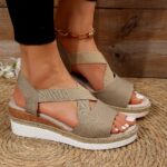 Vianys Women's Comfy Wedge Heel Sandals Summer Flat Wedge Heel Fish Mouth Casual Women's Sandals