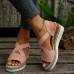 Vianys Women's Comfy Wedge Heel Sandals Summer Flat Wedge Heel Fish Mouth Casual Women's Sandals