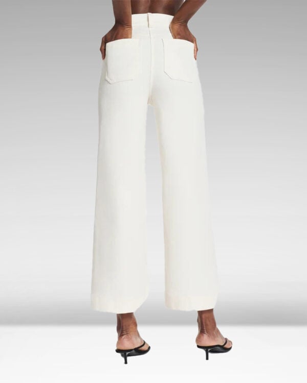 Cropped Wide-Leg Patch Pocket Jeans