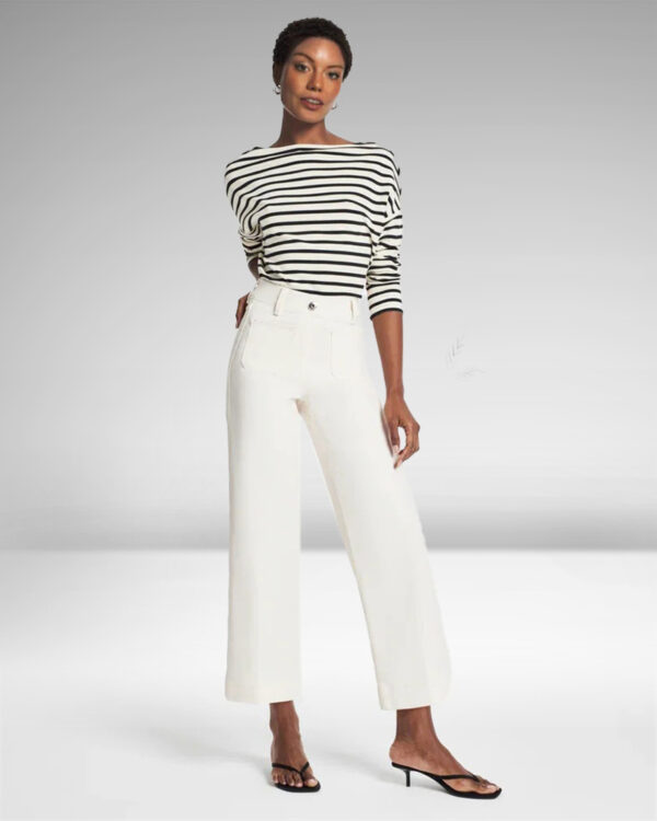 Cropped Wide-Leg Patch Pocket Jeans