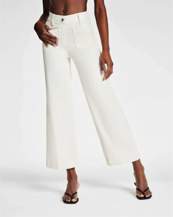 Cropped Wide-Leg Patch Pocket Jeans