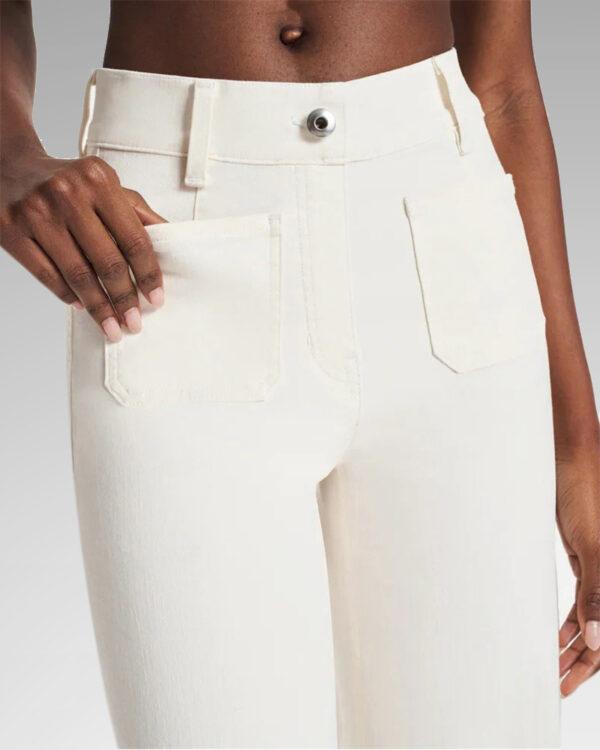 Cropped Wide-Leg Patch Pocket Jeans