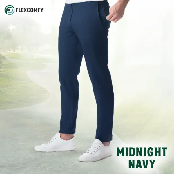 FlexComfy - Men's High Waist Straight Fit Stretch Khakis