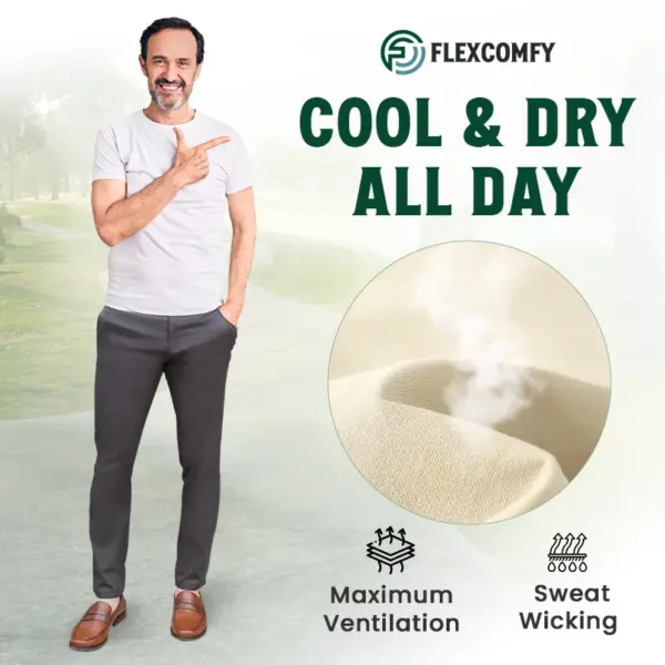 FlexComfy - Men's High Waist Straight Fit Stretch Khakis