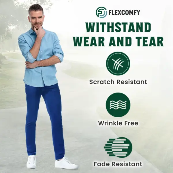 FlexComfy - Men's High Waist Straight Fit Stretch Khakis