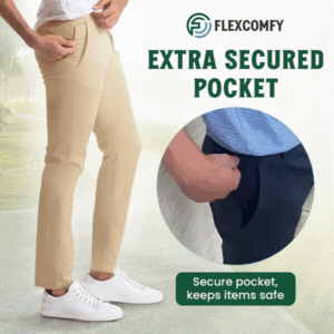 FlexComfy – Men’s High Waist Straight Fit Stretch Khakis