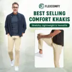 FlexComfy - Men's High Waist Straight Fit Stretch Khakis