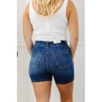 High Waist Elastic Waist Mid Length Shorts