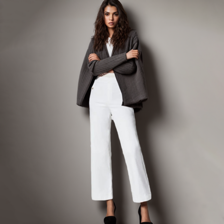LAST DAY SALE 50% OFF - Tummy Control Twill Cropped Wide Leg Pant