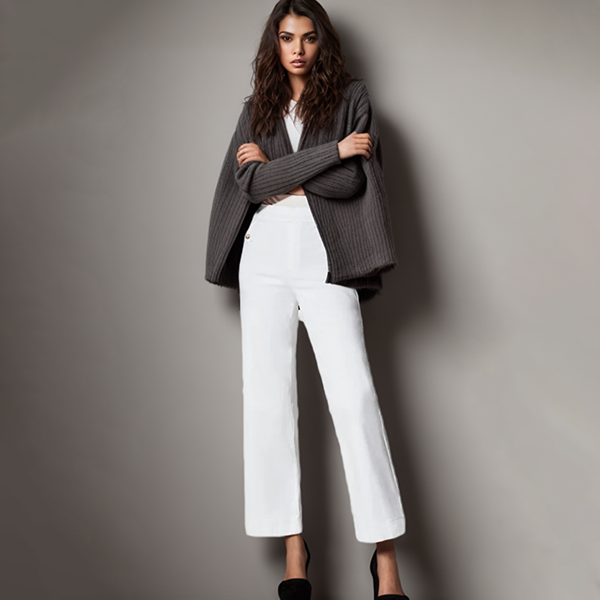 LAST DAY SALE 50% OFF - Tummy Control Twill Cropped Wide Leg Pant