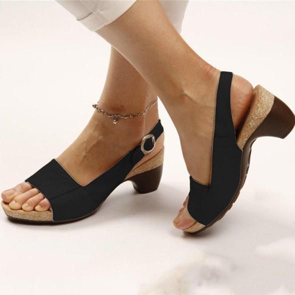 Yiffany Women’s Elegant Low Chunky Heel Comfy Sandals