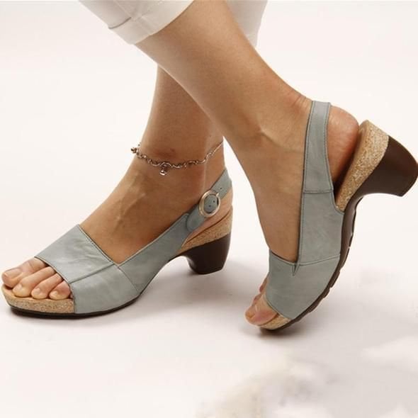 Yiffany Women’s Elegant Low Chunky Heel Comfy Sandals