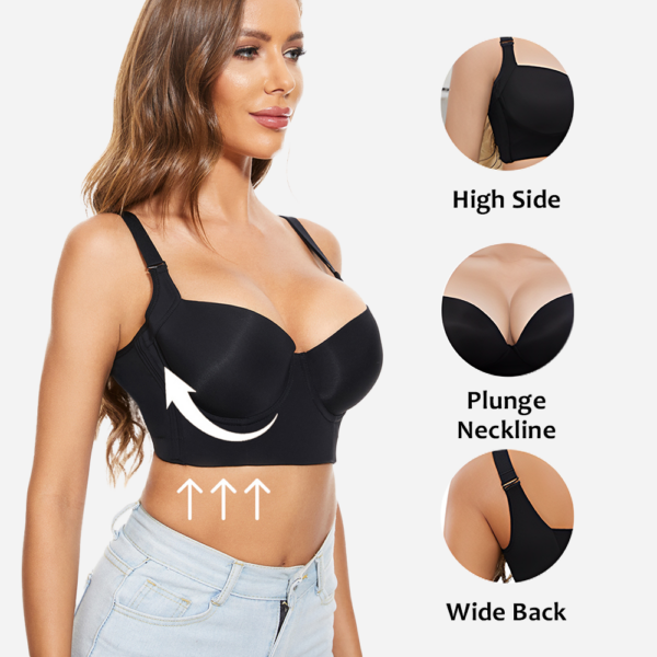 LilySure Push-Up Back Smoothing Bra - Black+Beige (Buy 1 Get 1 Free)