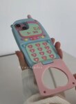 Limited 3D Retro Vintage Stars 520 Calling Keyboard Flip Phone Cover Mini Mirror Silicone Case