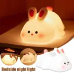 Rechargeable Silicone Rabbit Night Light with Touch Sensor for Children's Bedroom