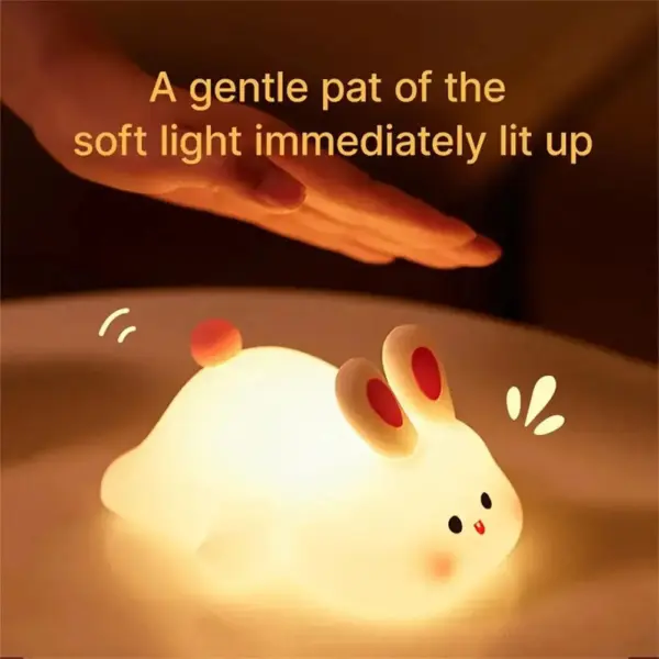 Rechargeable Silicone Rabbit Night Light with Touch Sensor for Children's Bedroom