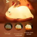 Rechargeable Silicone Rabbit Night Light with Touch Sensor for Children's Bedroom