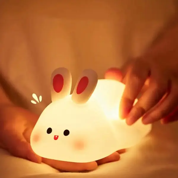 Rechargeable Silicone Rabbit Night Light with Touch Sensor for Children's Bedroom