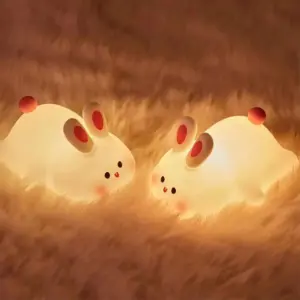 Rechargeable Silicone Rabbit Night Light with Touch Sensor for Children’s Bedroom