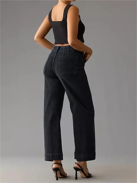 Chiccurva Tummy Control Cropped Wide-Leg Jeans - 2024 Best Selling Jeans