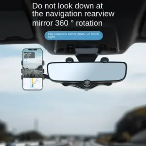 360 Car Rearview Mirror Phone Holder for Car Mount Phone and GPS Holder Support Rotating Adjustable